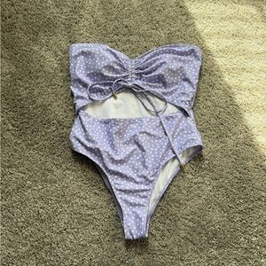 Womens Polka Dot Swimsuit - Purple